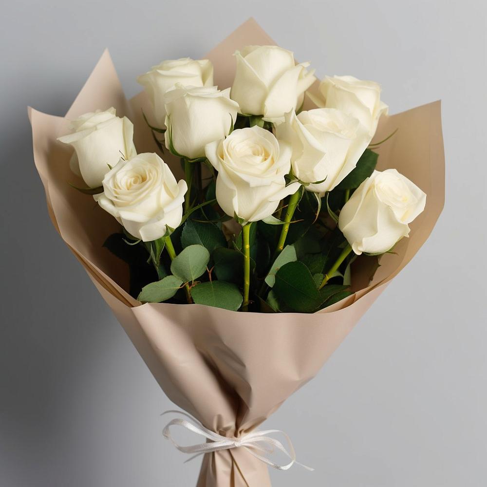 Букет 9 Белых роз Эдлесс Лав в Новоильинском