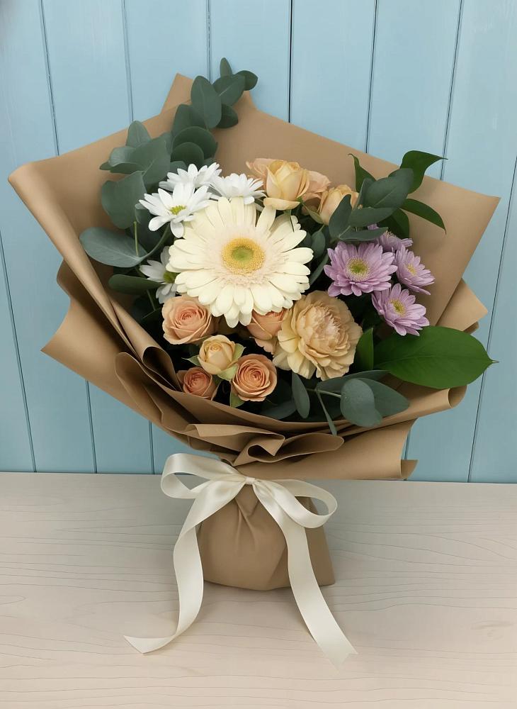 Букет цветов из: Герберы и Хризантемы в Новоильинском