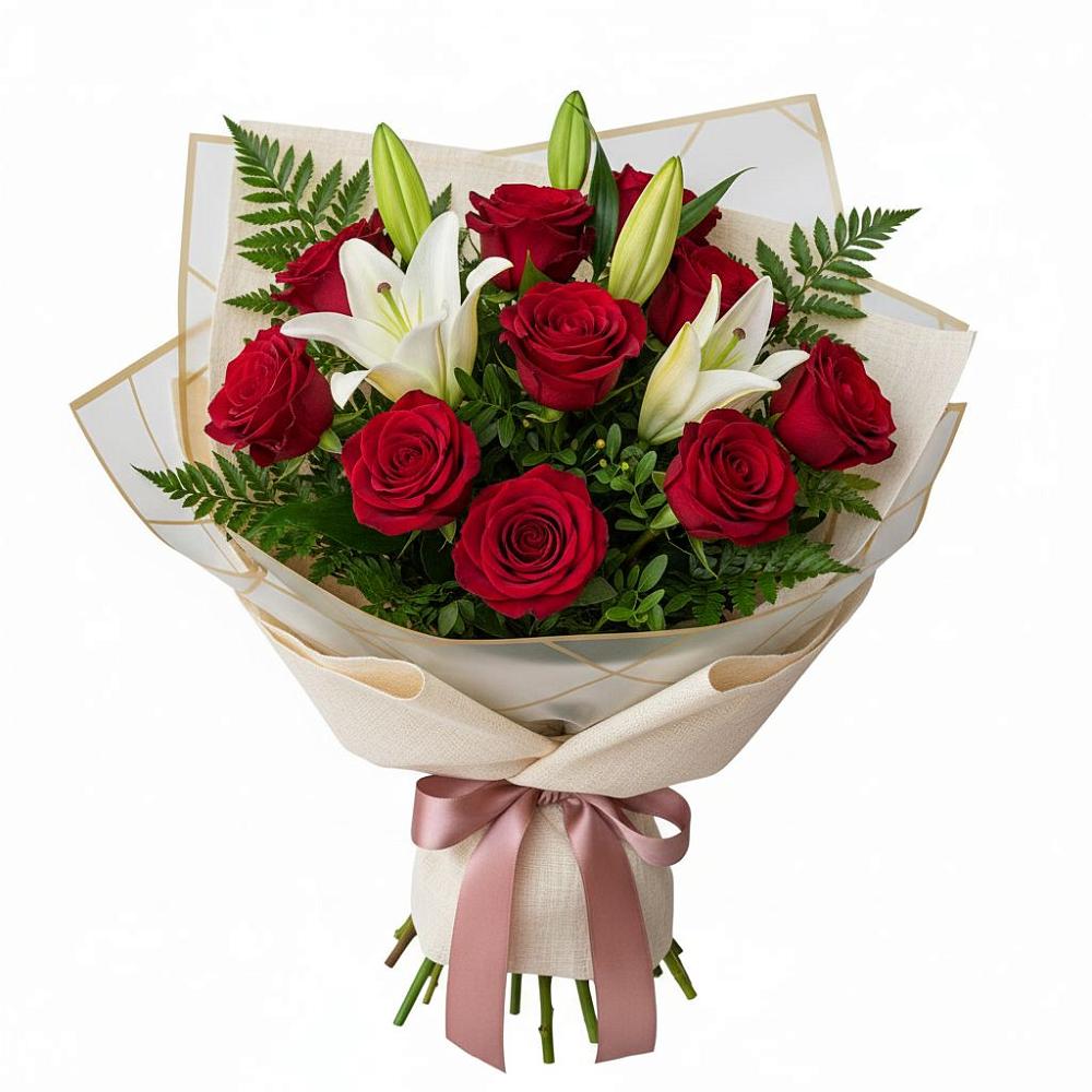 Букет цветов из: Лилии и Розы в Новоильинском