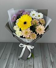 Букет цветов из:  Розы, Герберы и Хризантемы #REPLACE_PRED# Новоильинском