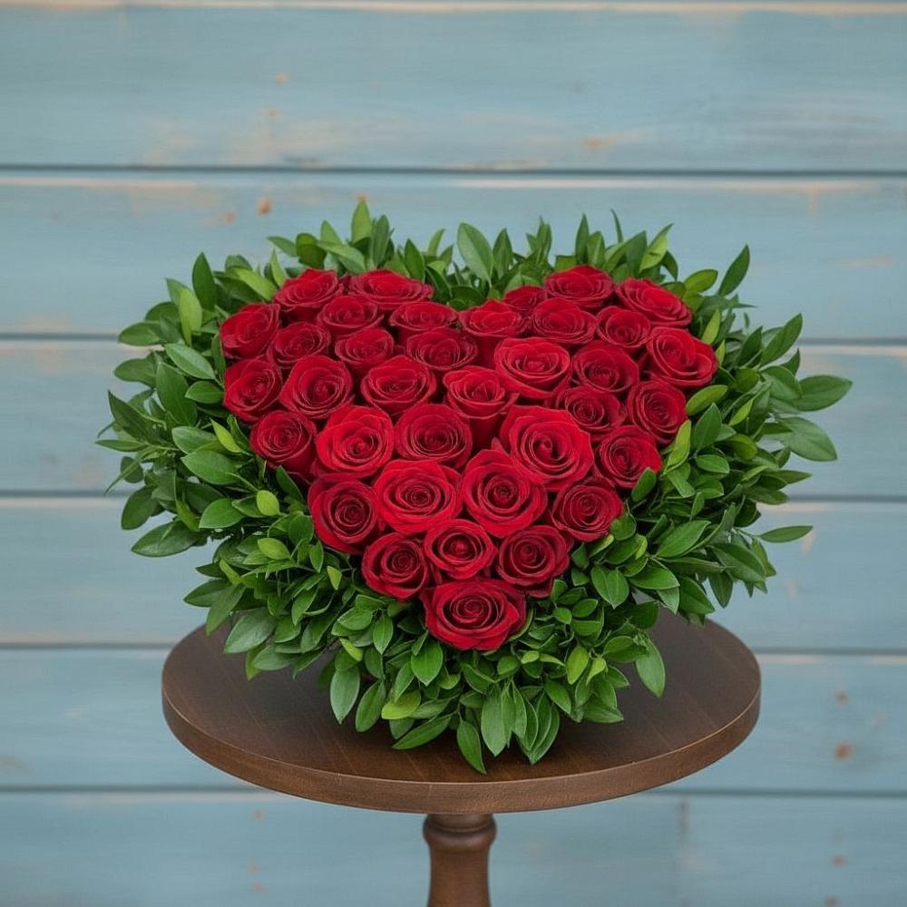 Цветочная композиция из Розы в виде сердца в Новоильинском