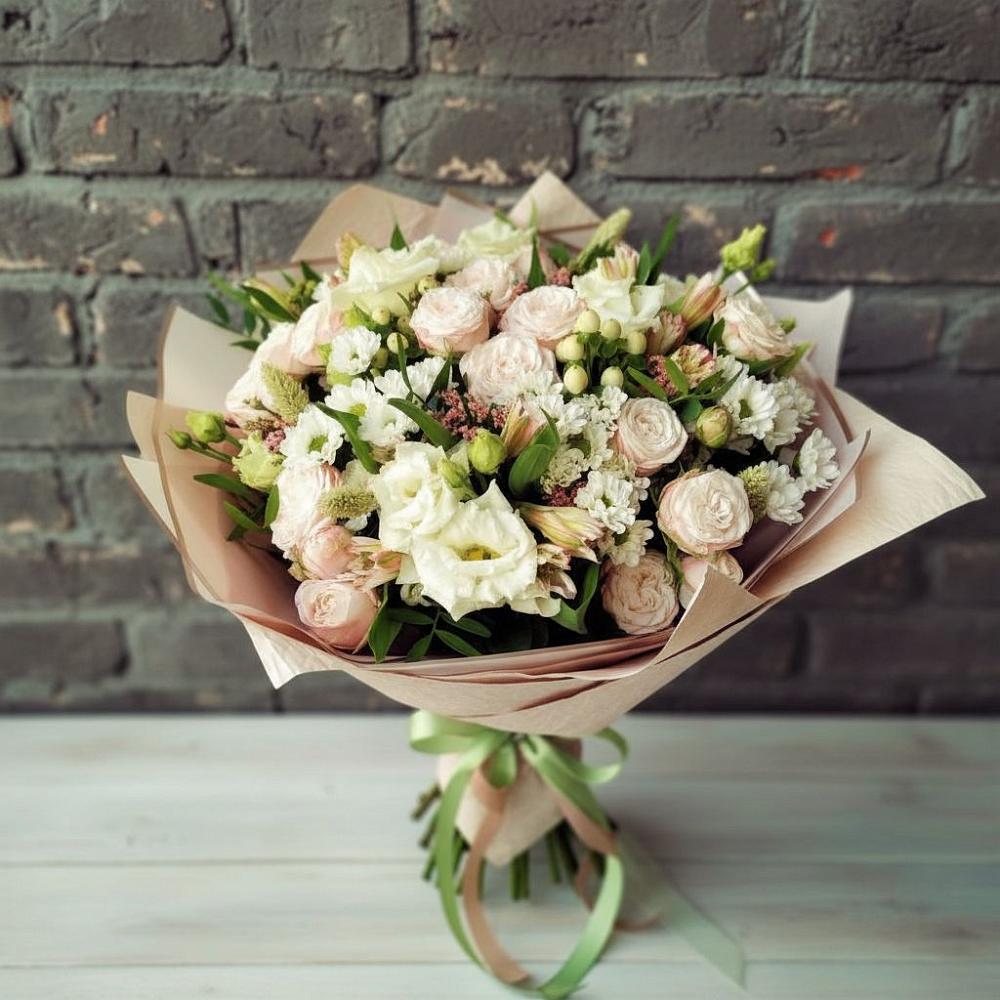 Букет цветов из: Альстромерии, Розы и Хризантемы в Новоильинском