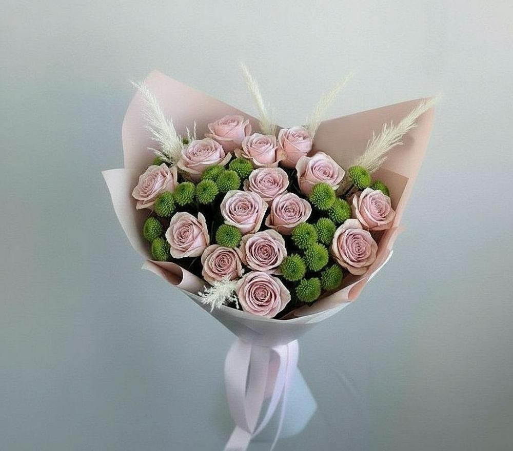 Букет цветов из: Розы и Хризантемы в Новоильинском