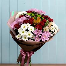 Букет цветов из:  Розы, Хризантемы и Альстромерии в Новоильинском