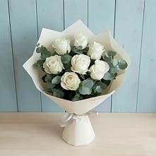 Букет Белые розы в Эвкалипте #REPLACE_PRED# Новоильинском